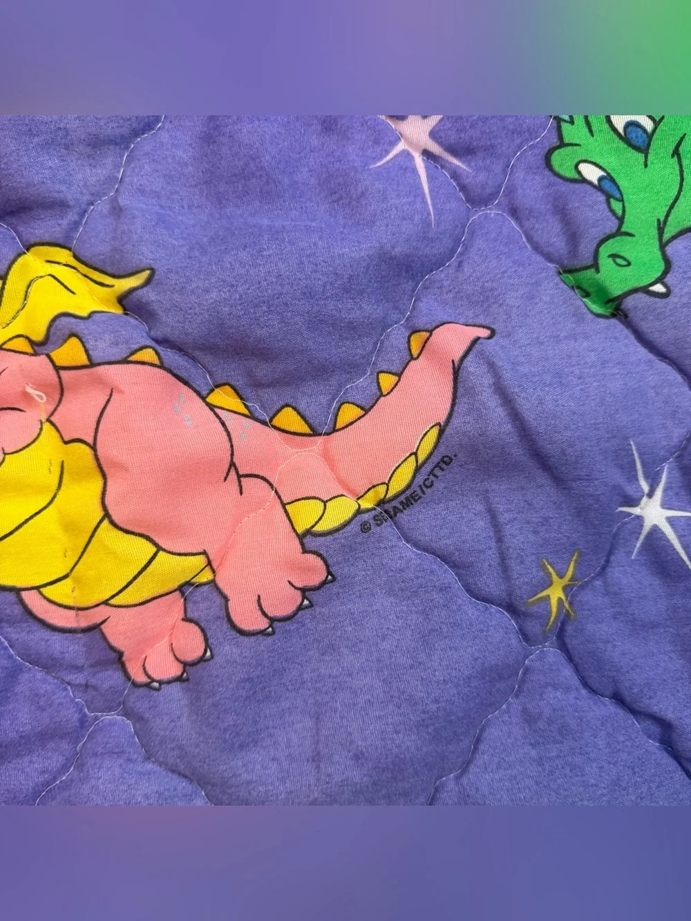 VTG Y2K Nostalgia Dragon Tales Toddler Bed Quilted Comforter Dan River RARE